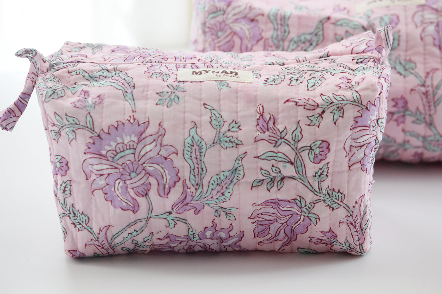 'LAVENDER FIELDS' printed travel/makeup zipper pouch-set of 3