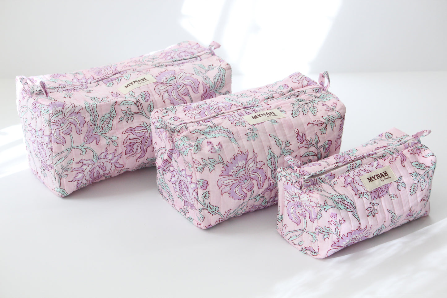 'LAVENDER VINES' printed travel/makeup zipper pouch-LARGE only
