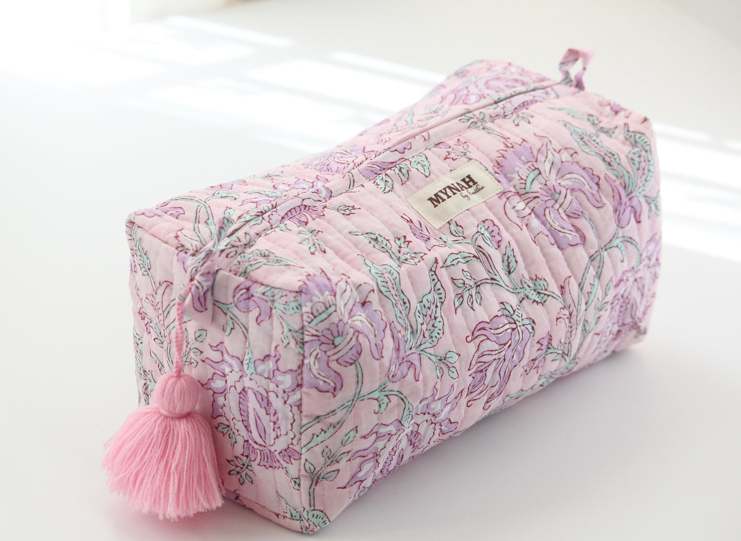 'LAVENDER VINES' printed travel/makeup zipper pouch-LARGE only
