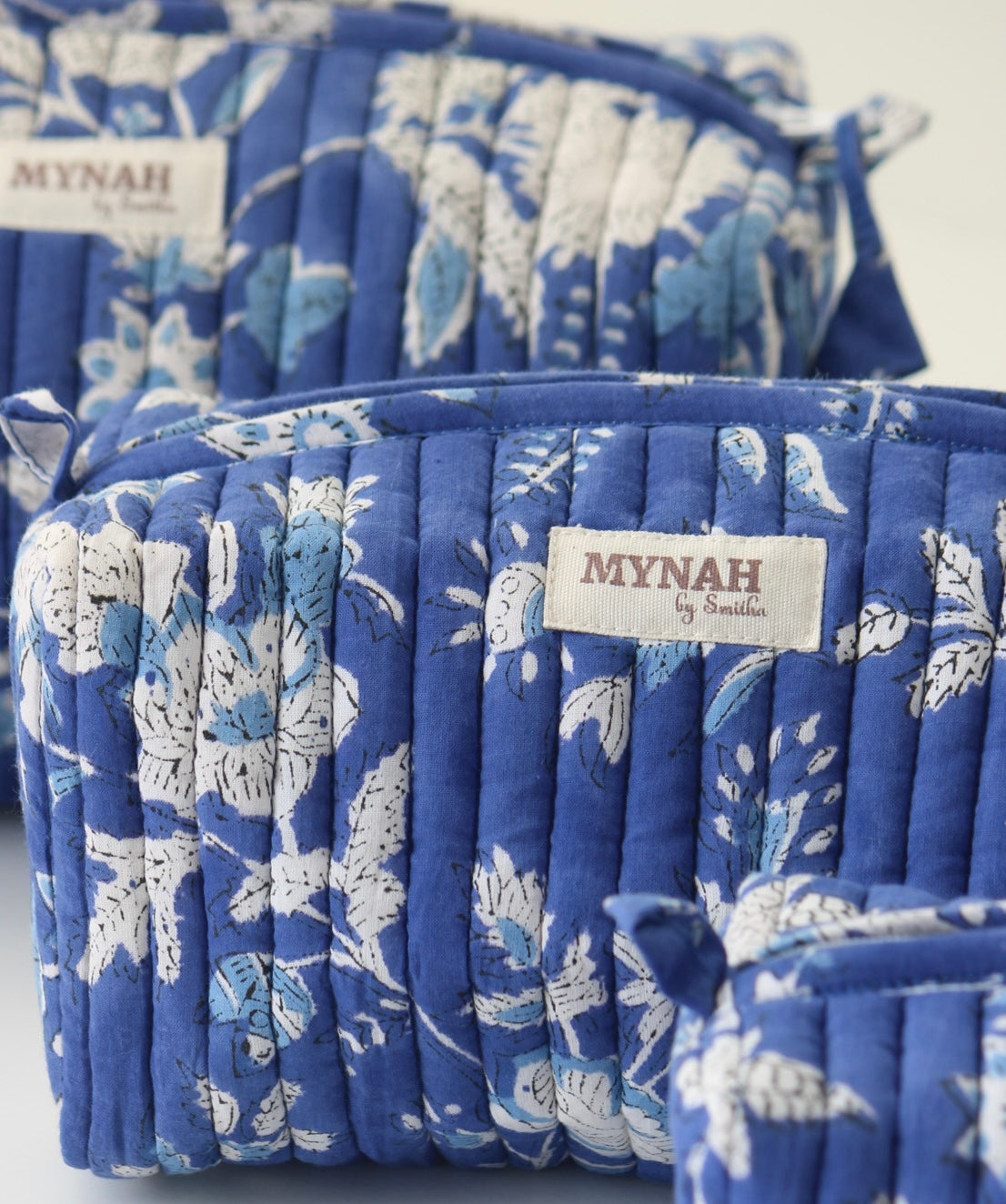 'DENIM DREAMS ' printed travel/makeup zipper pouch-set of 3