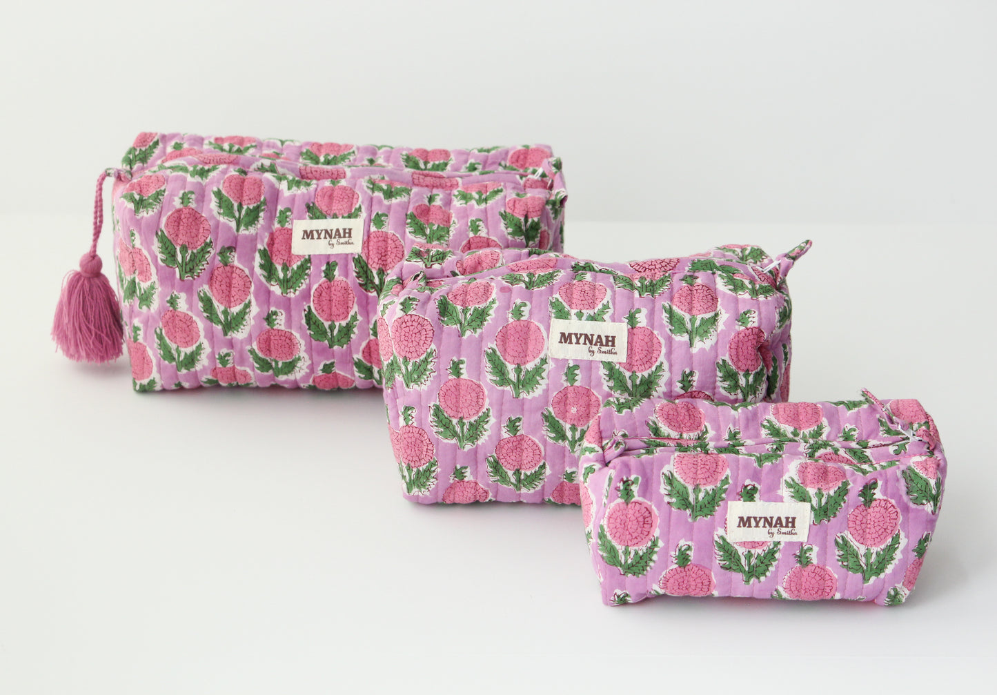 'BERRY SMOOTHIE' printed travel/makeup zipper pouch-set of 3