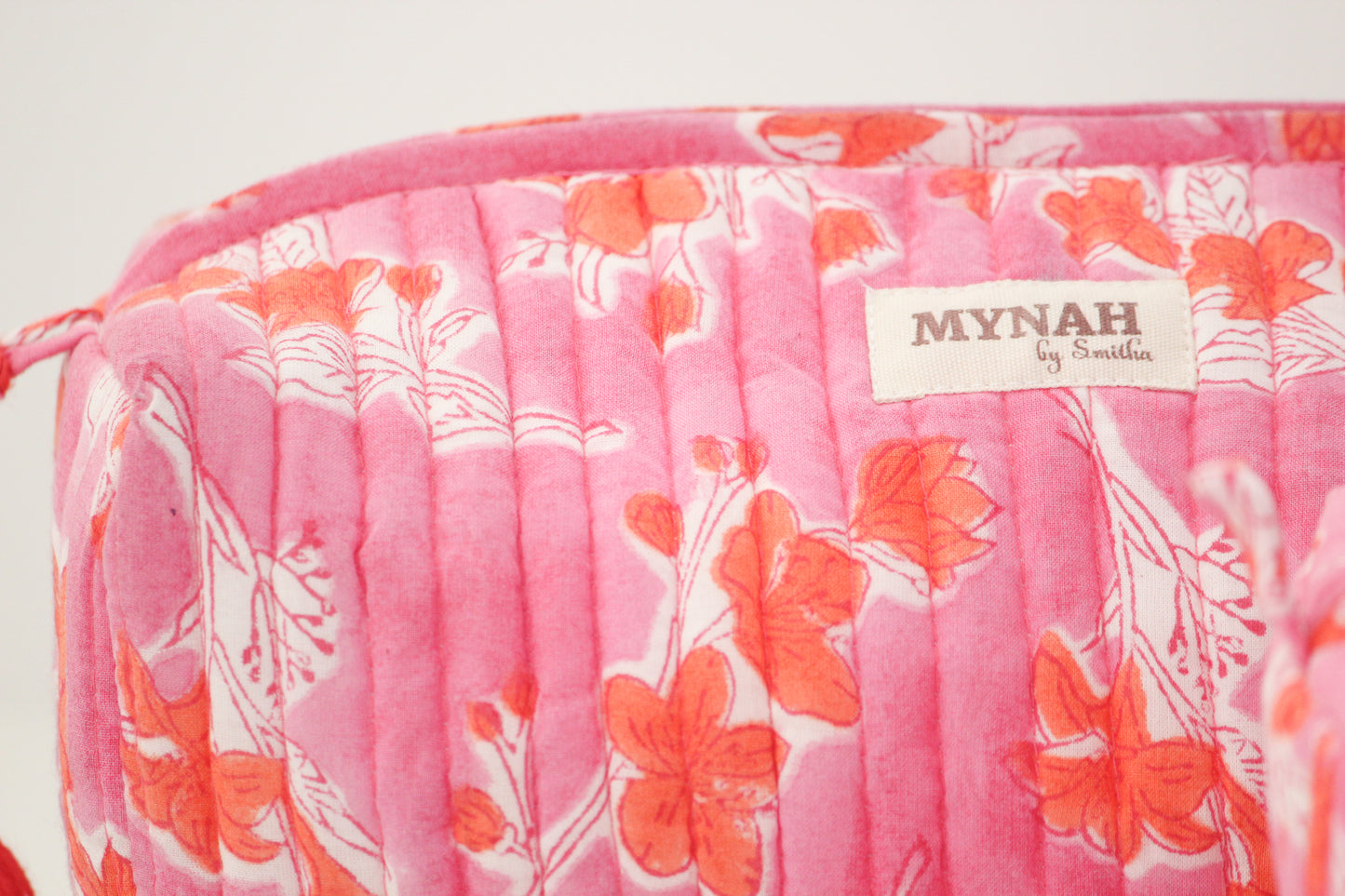 'FLAMINGO GLOW' printed travel/makeup zipper pouch-set of 3