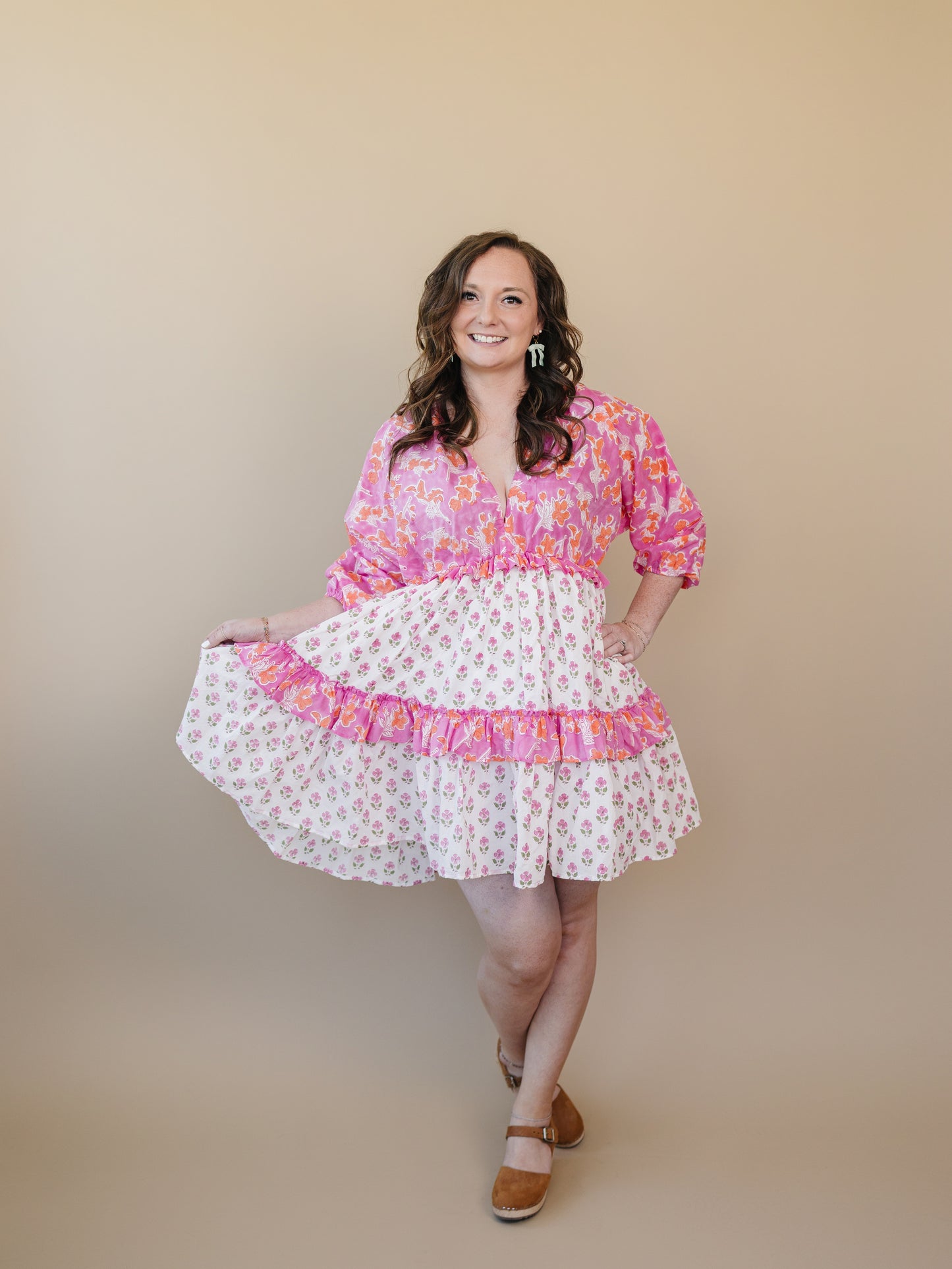Mynah Signature dress-'FLAMINGO GLOW '-ankle length-one size