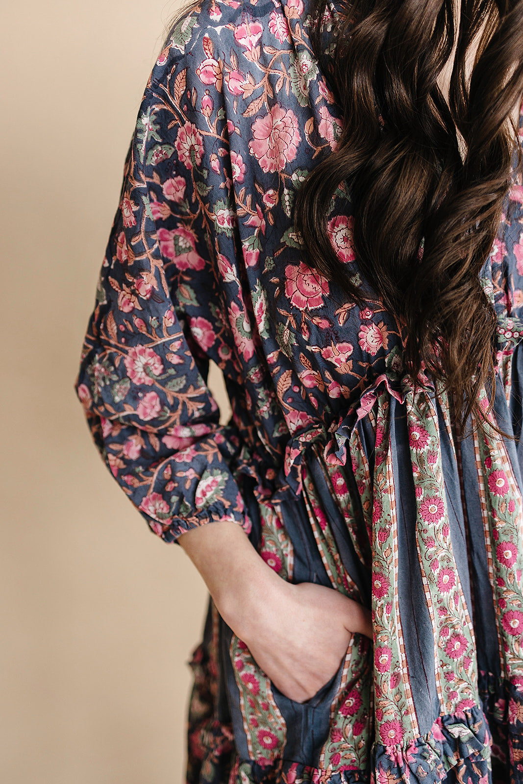 Mynah Signature dress-'INDIAN ROSE GARDEN'-ankle length-one size