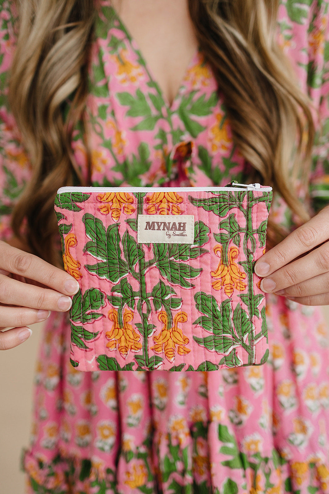 'Bubblegum forest' quilted coin pouch