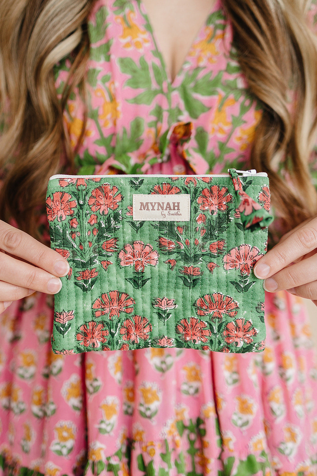'Cactus rose' quilted coin pouch