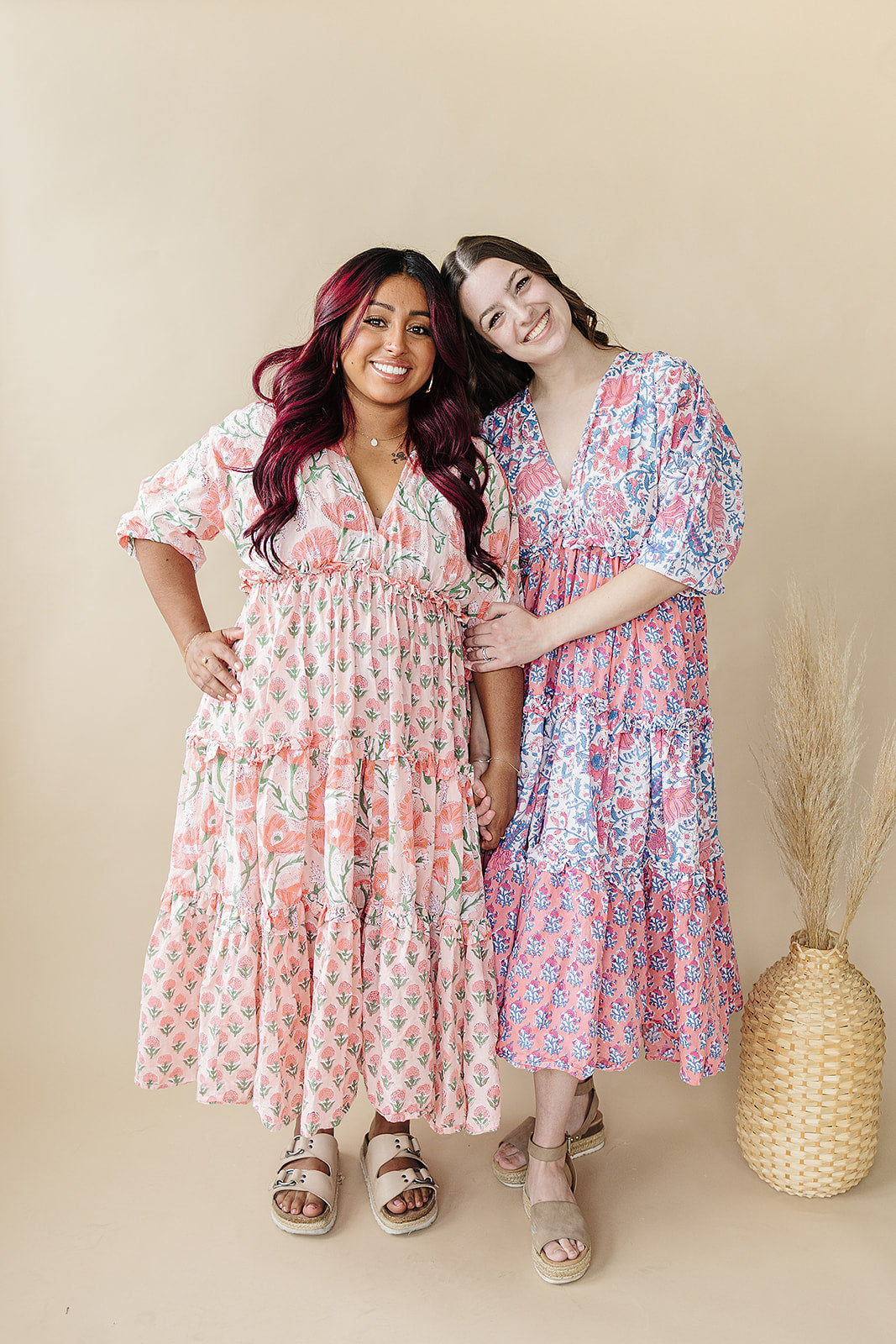 Mynah Signature dress-'PEACH POPPIES'-one size