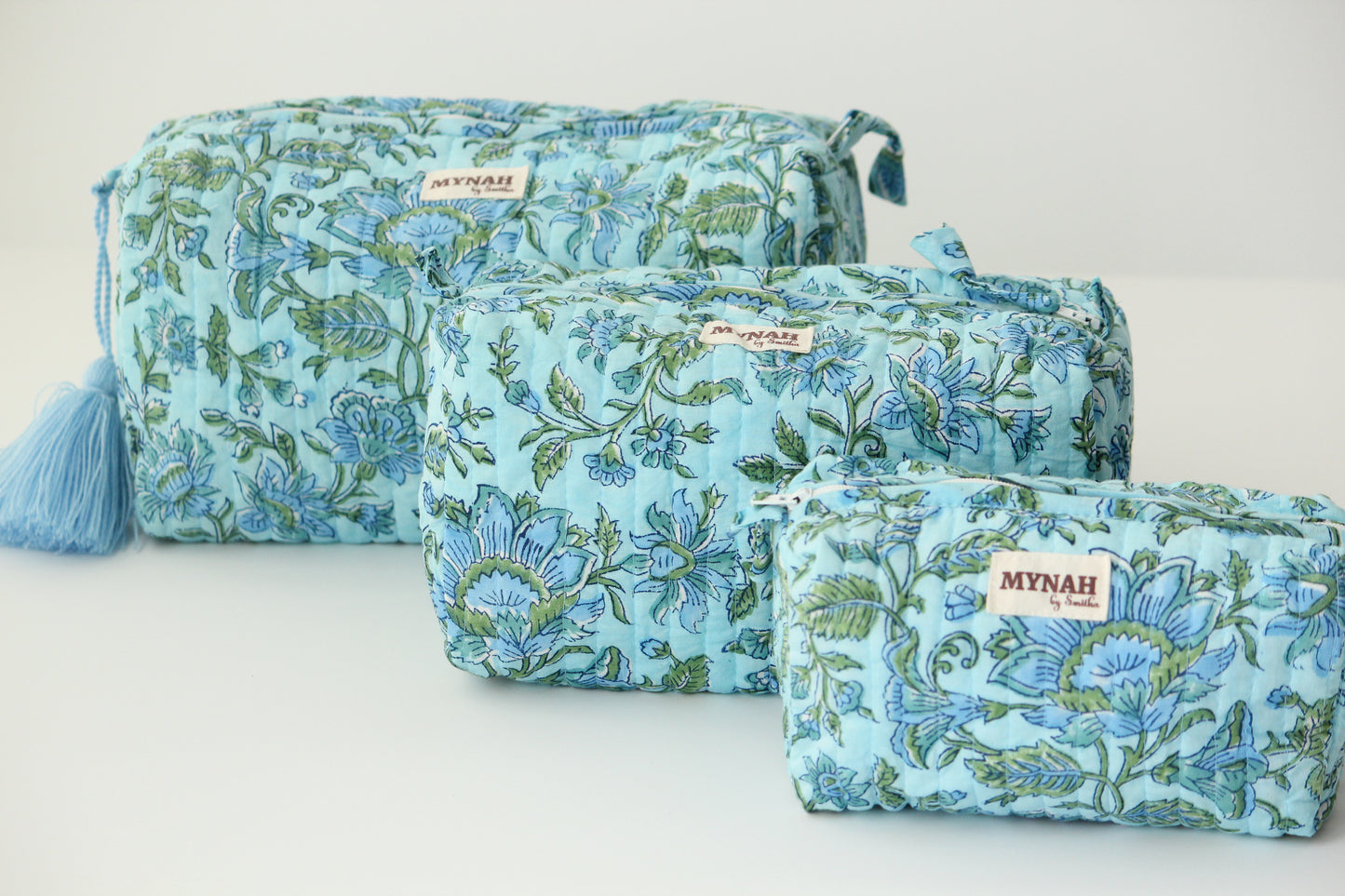 'BLUE GREEN' printed travel/makeup zipper pouch-LARGE only