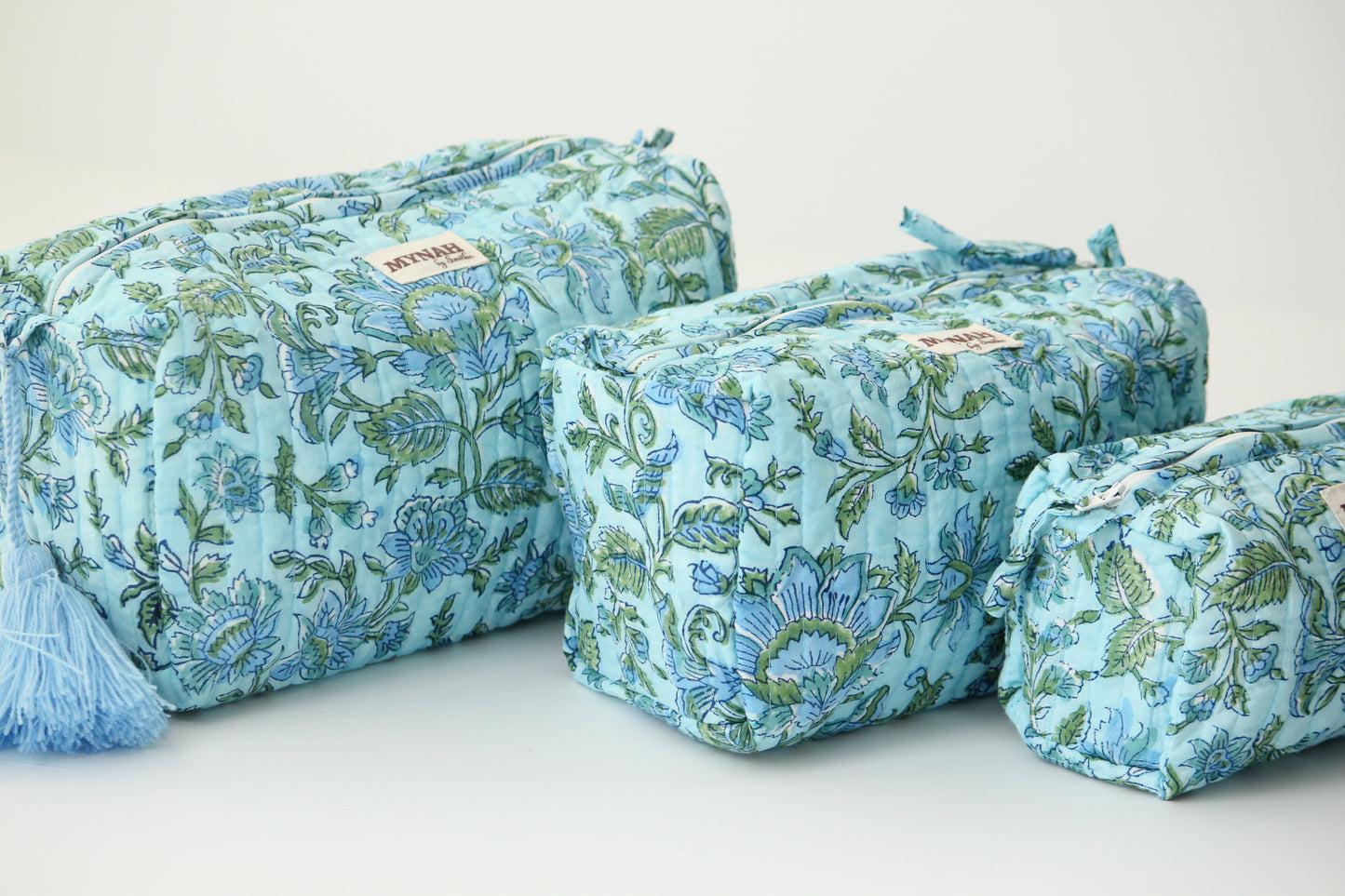 'BLUE GREEN' printed travel/makeup zipper pouch-LARGE only