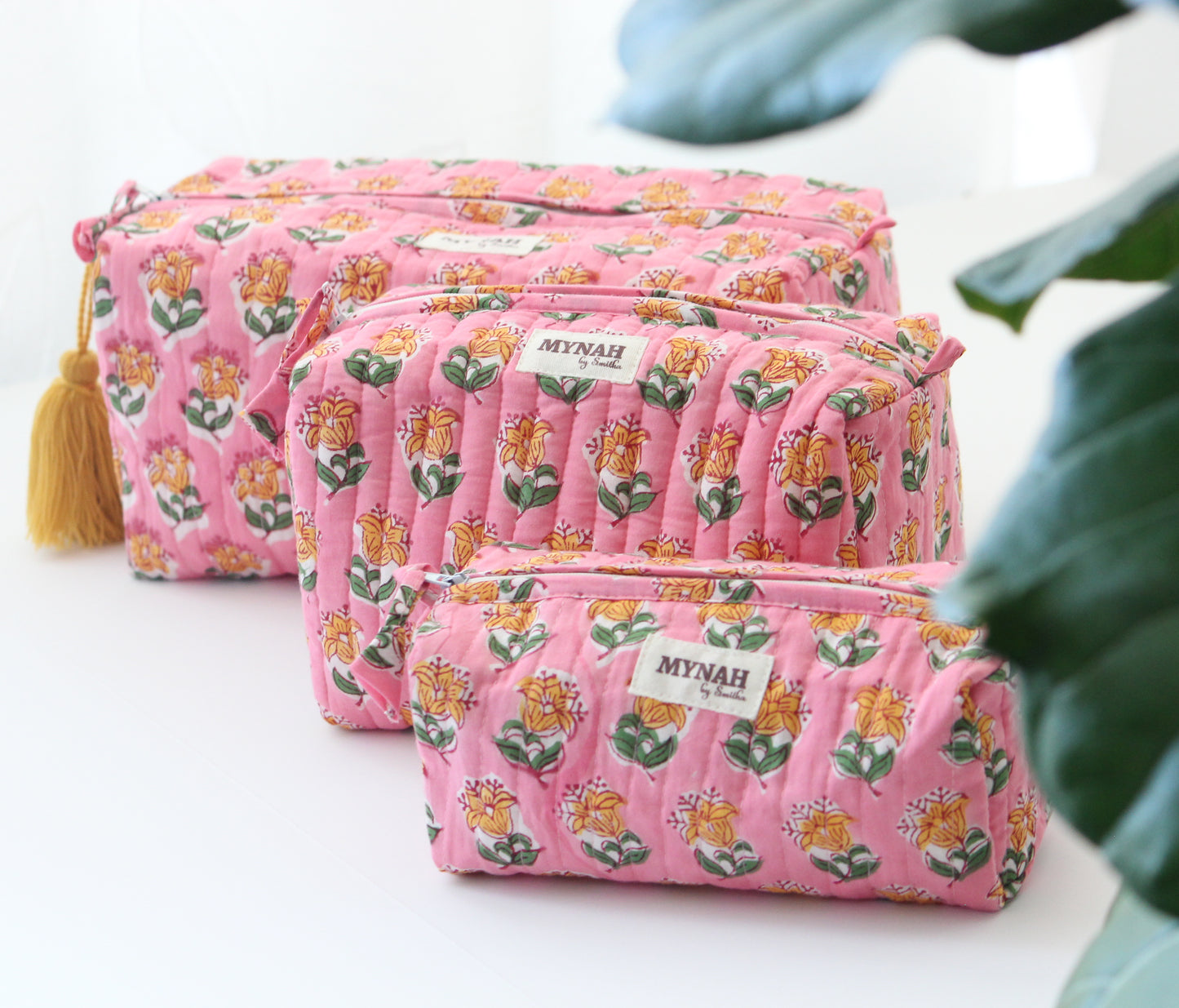 'BUBBLEGUM MOTIF' printed travel/makeup zipper pouch-LARGE only