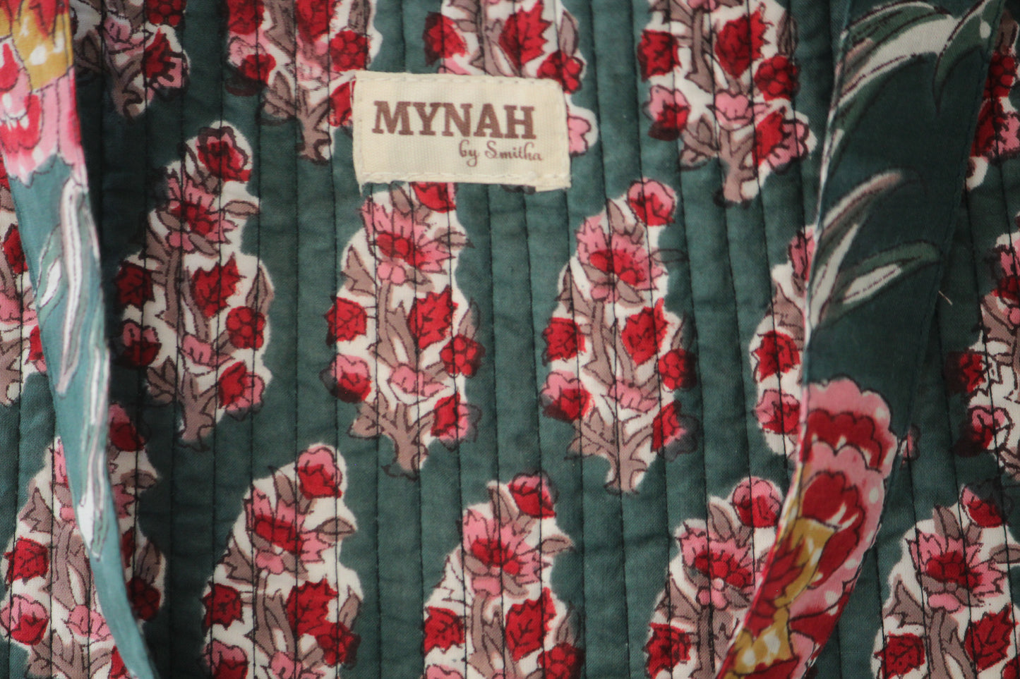 Emerald forest floral print tote bag-Small laptop size