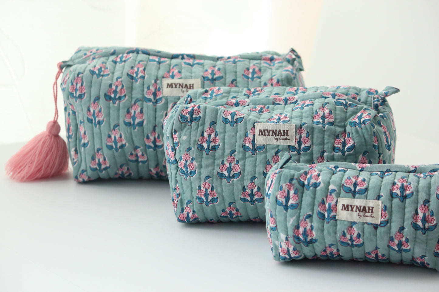 'EUCALYPTUS' printed travel/makeup zipper pouch-LARGE only