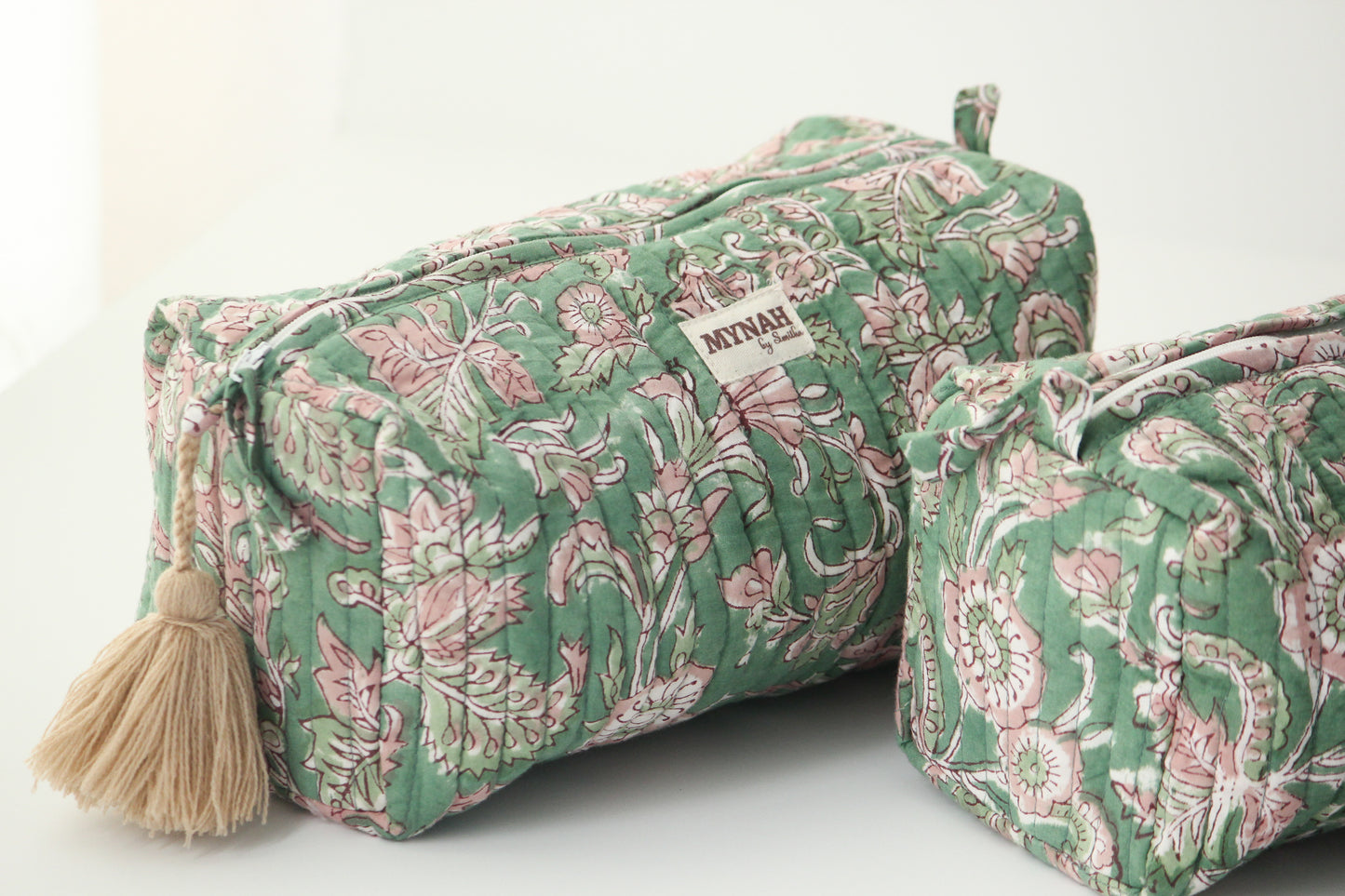 'EVERGREEN PALACE' printed travel/makeup zipper pouch-LARGE only