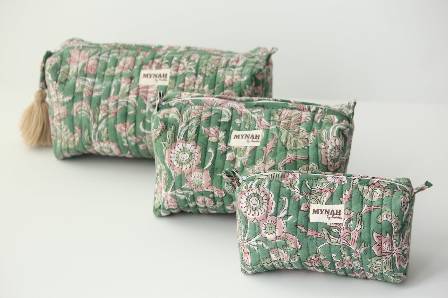 'EVERGREEN PALACE' printed travel/makeup zipper pouch-LARGE only