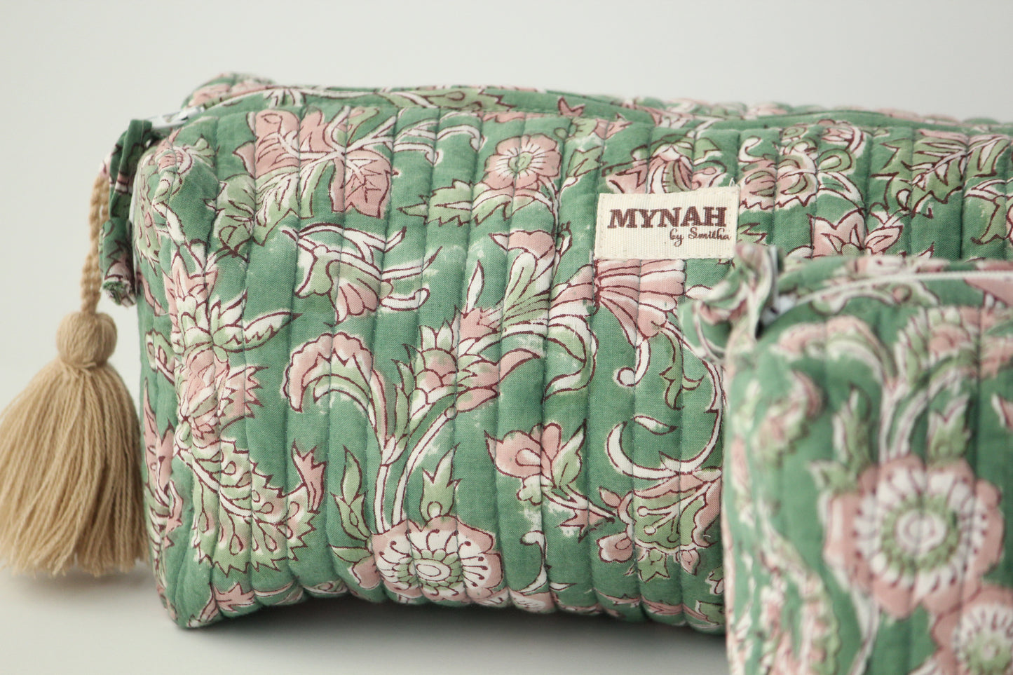 'EVERGREEN PALACE' printed travel/makeup zipper pouch-LARGE only