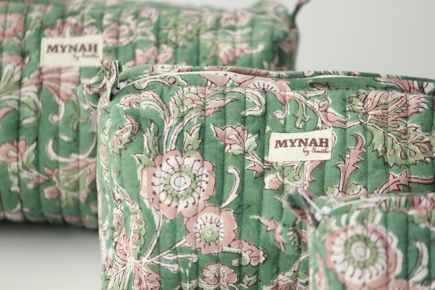 'EVERGREEN PALACE' printed travel/makeup zipper pouch-LARGE only