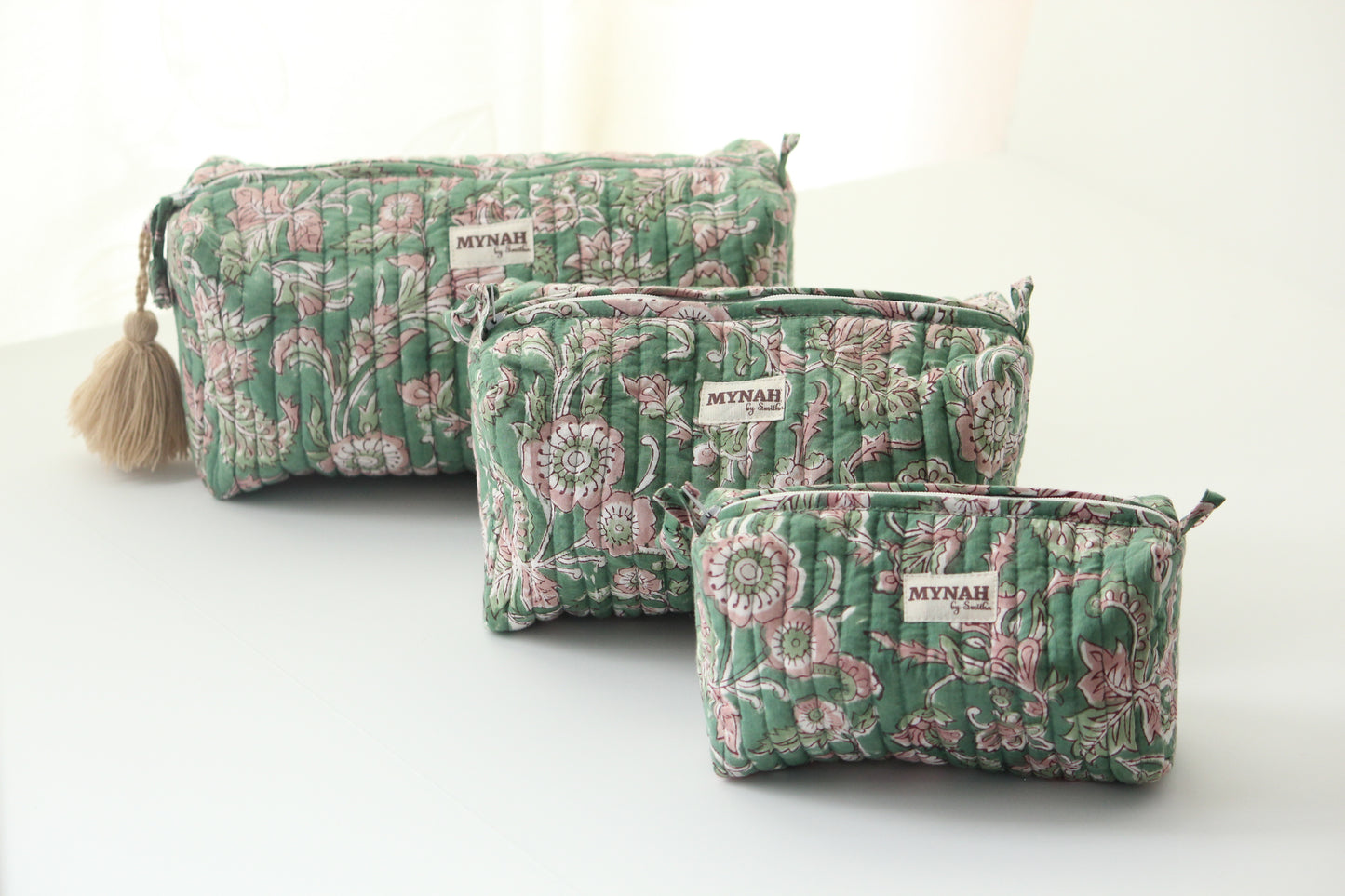 'EVERGREEN PALACE' printed travel/makeup zipper pouch-LARGE only