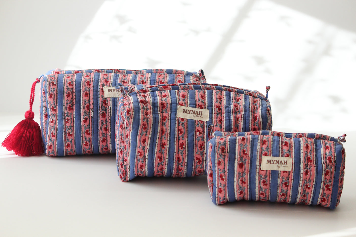 'NANTUCKET STRIPES' printed travel/makeup zipper pouch-LARGE only