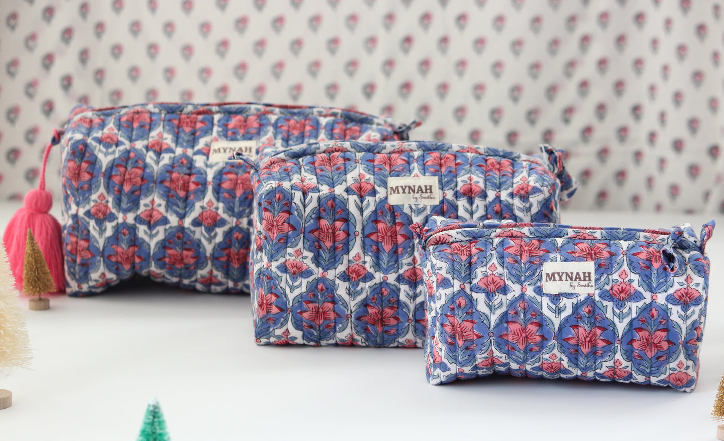 'NAUTICAL NANTUCKET' printed travel/makeup zipper pouch-LARGE only