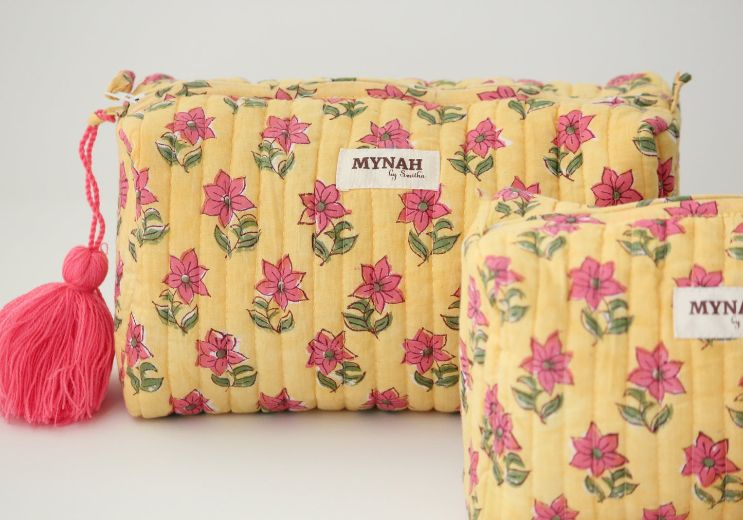 'SUMMER PETUNIAS' printed travel/makeup zipper pouch-set of 3