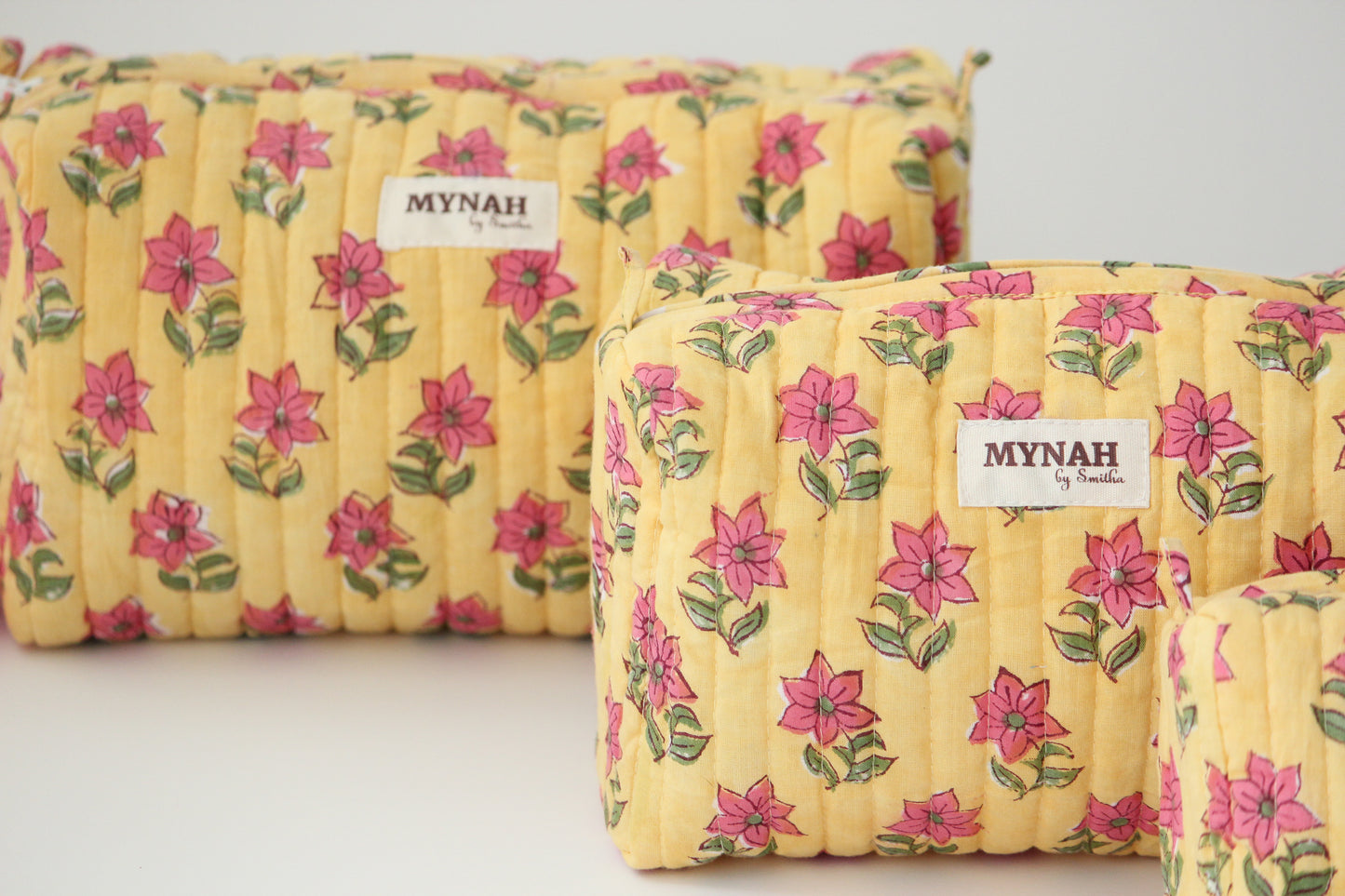 'SUMMER PETUNIAS' printed travel/makeup zipper pouch-set of 3