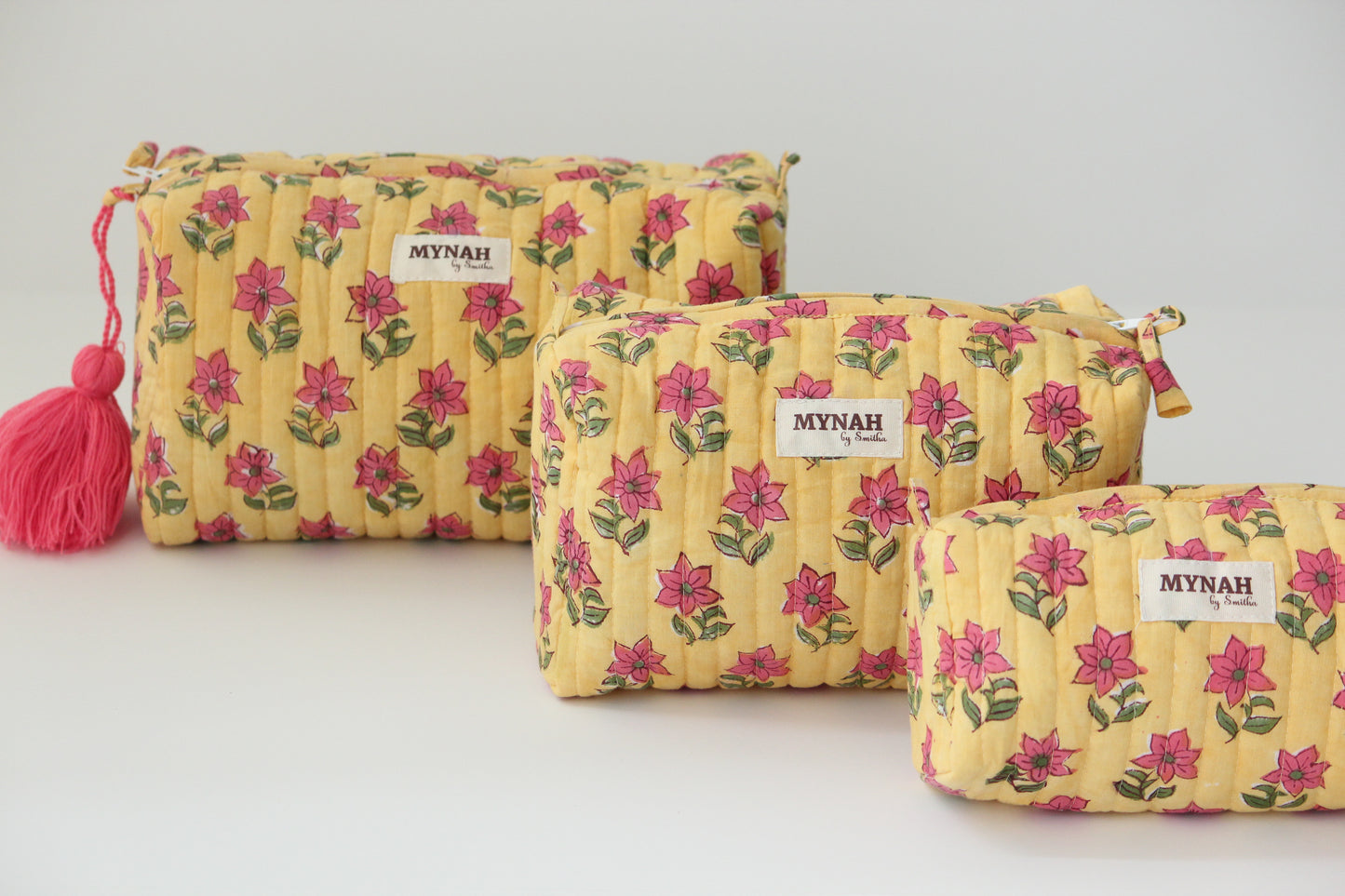 'SUMMER PETUNIAS' printed travel/makeup zipper pouch-set of 3