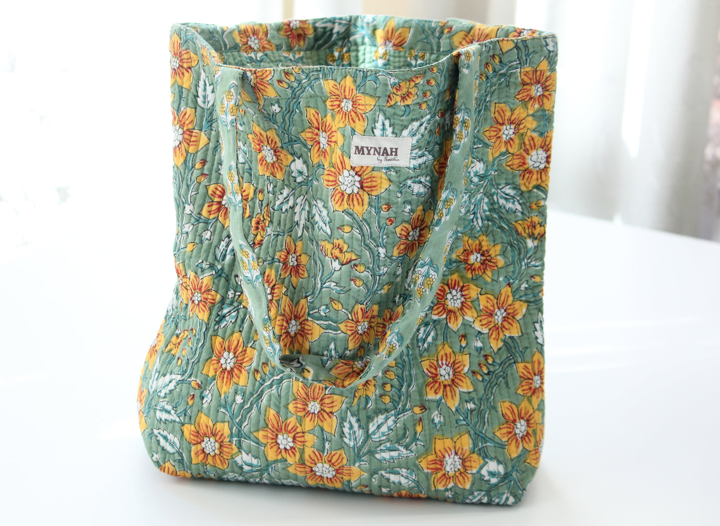Sunflower garden floral print tote bag-Small