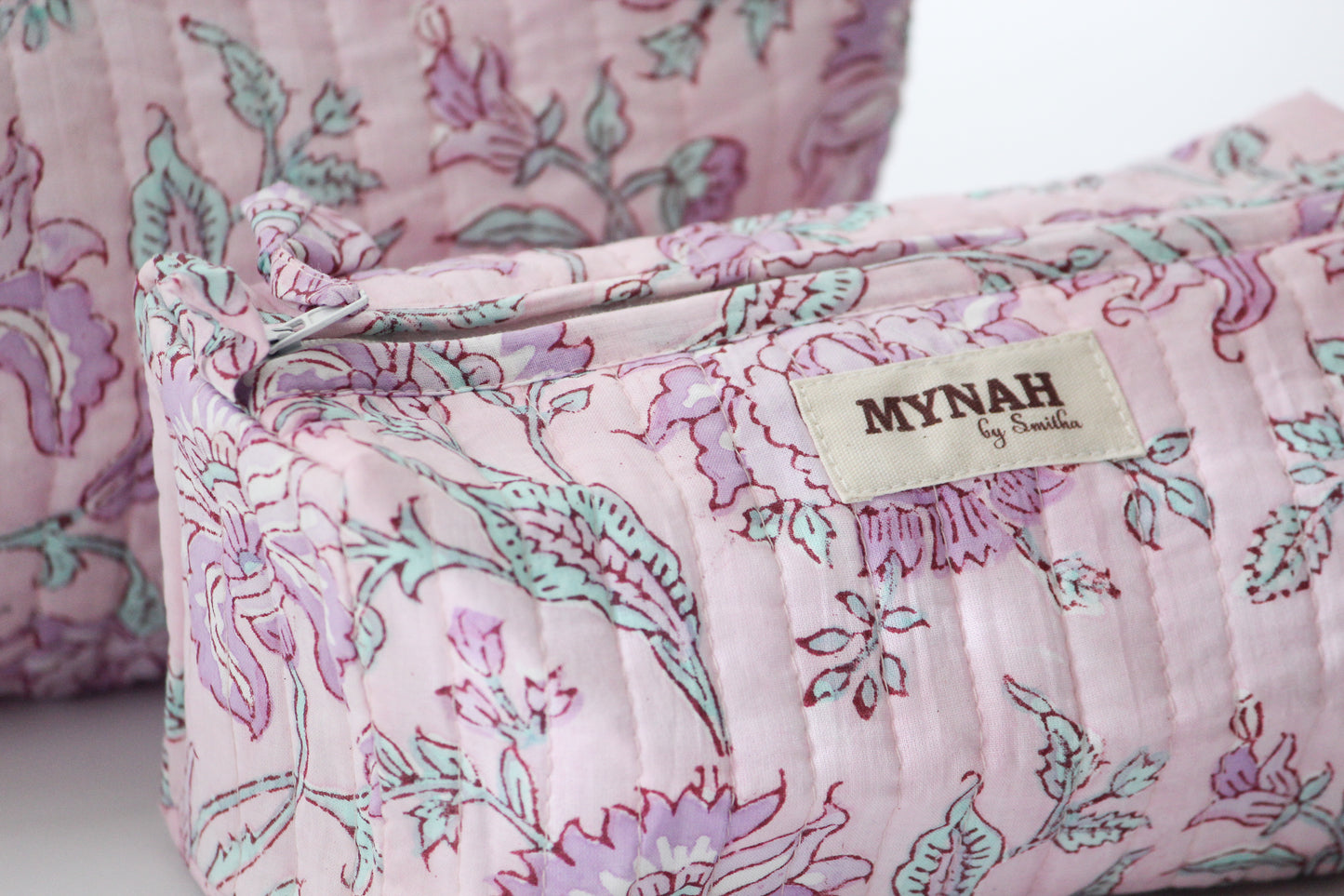 'LAVENDER VINES'  printed travel/makeup zipper pouch-LARGE only