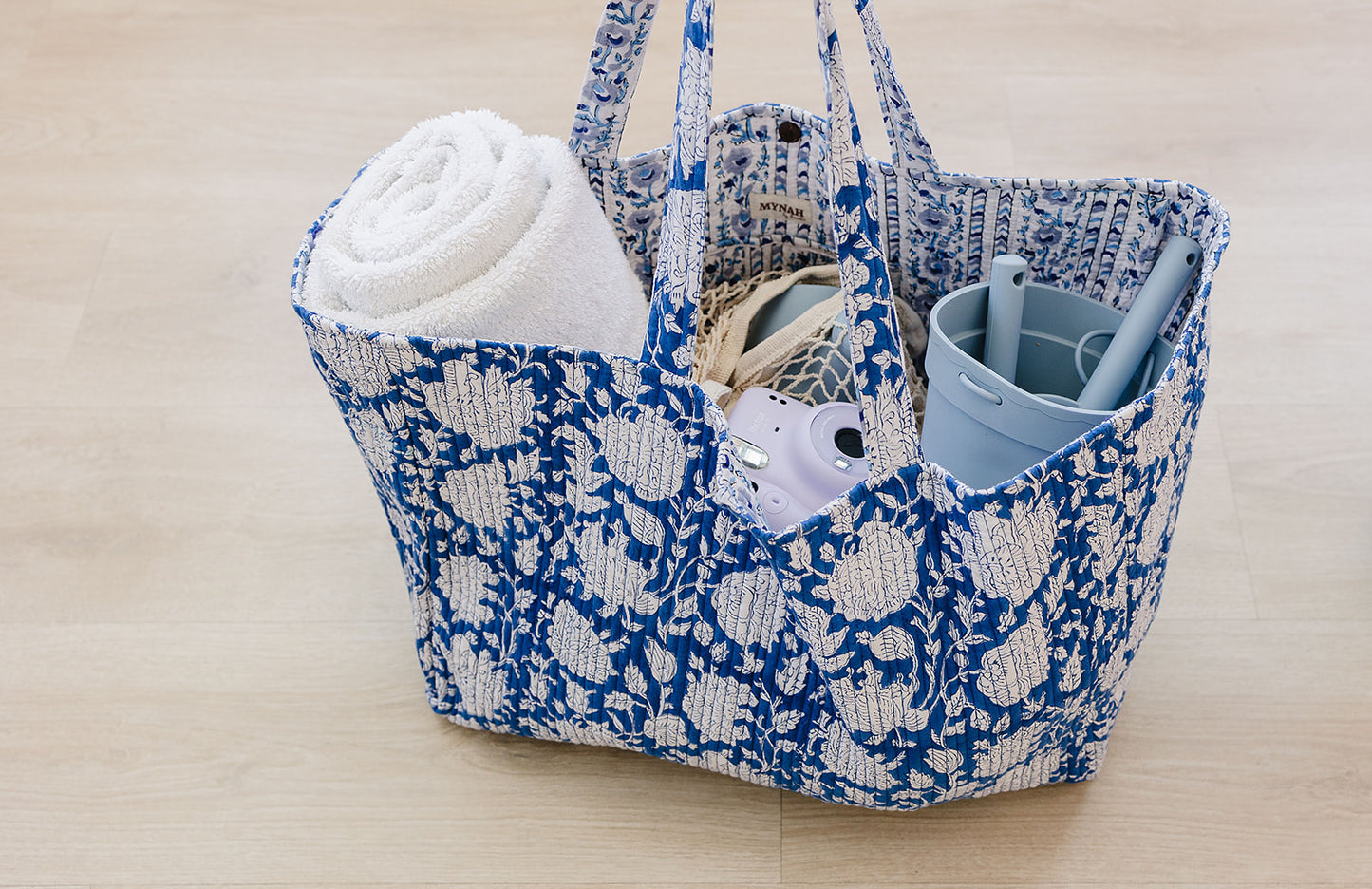 'Porcelain ' floral print reversible tote bag-Large beach tote (Copy)