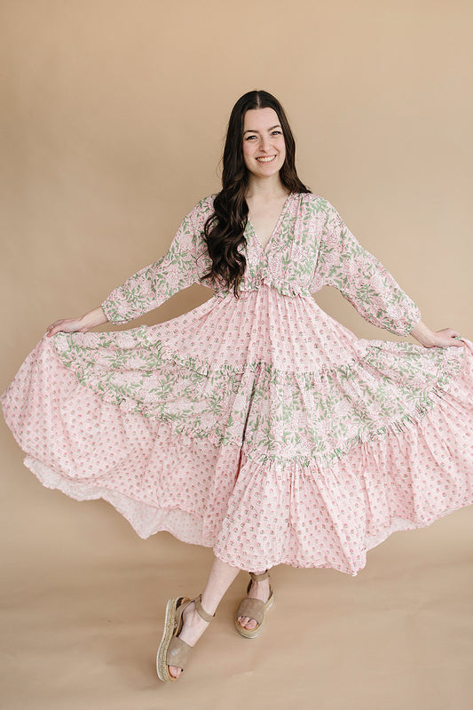 Mynah Signature dress-'ROSY MIST'-ankle length-one size