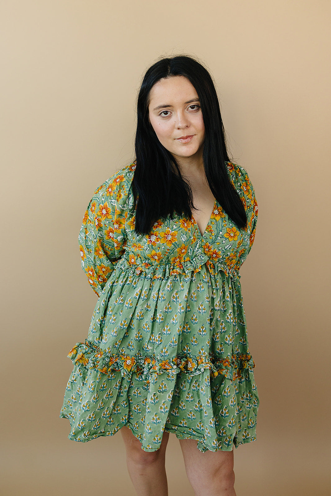 Mynah signature dress-'SUNFLOWER GARDEN'-ankle length-one size