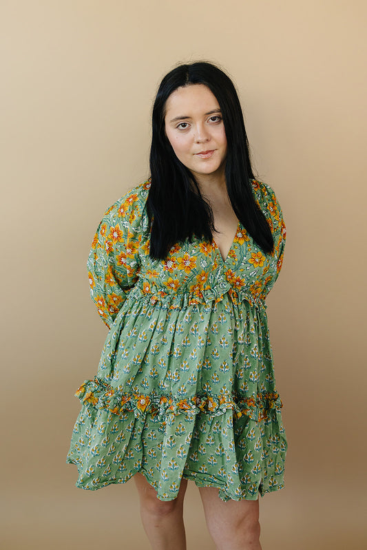 Mynah signature dress-'SUNFLOWER GARDEN'-ankle length-one size