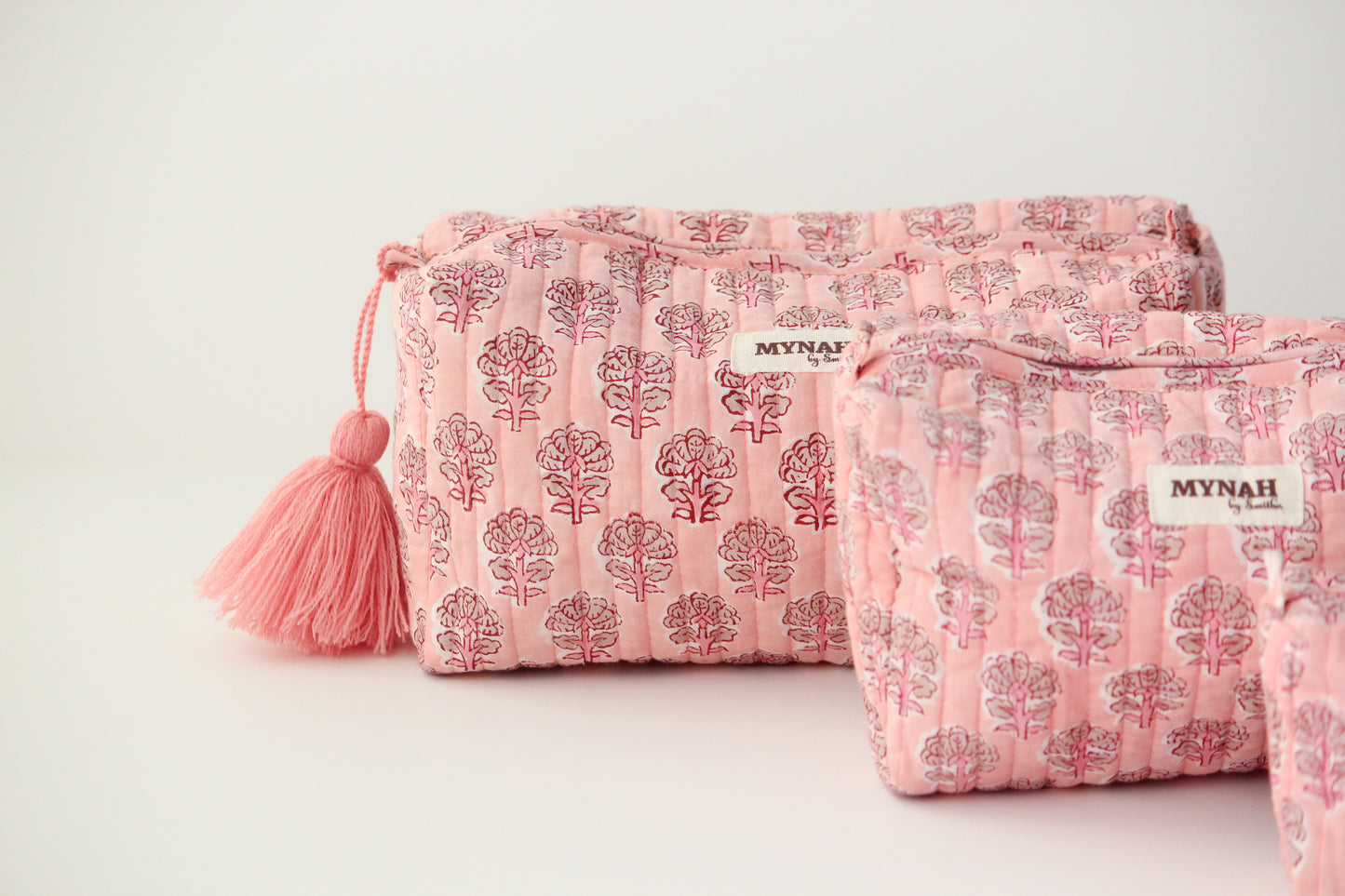 'BLUSH BLOOMS'  printed travel/makeup zipper pouch-LARGE only