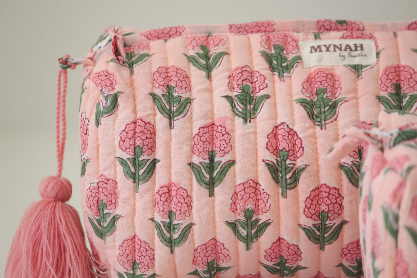 'BLUSH MARIGOLD'  printed travel/makeup zipper pouch-LARGE only