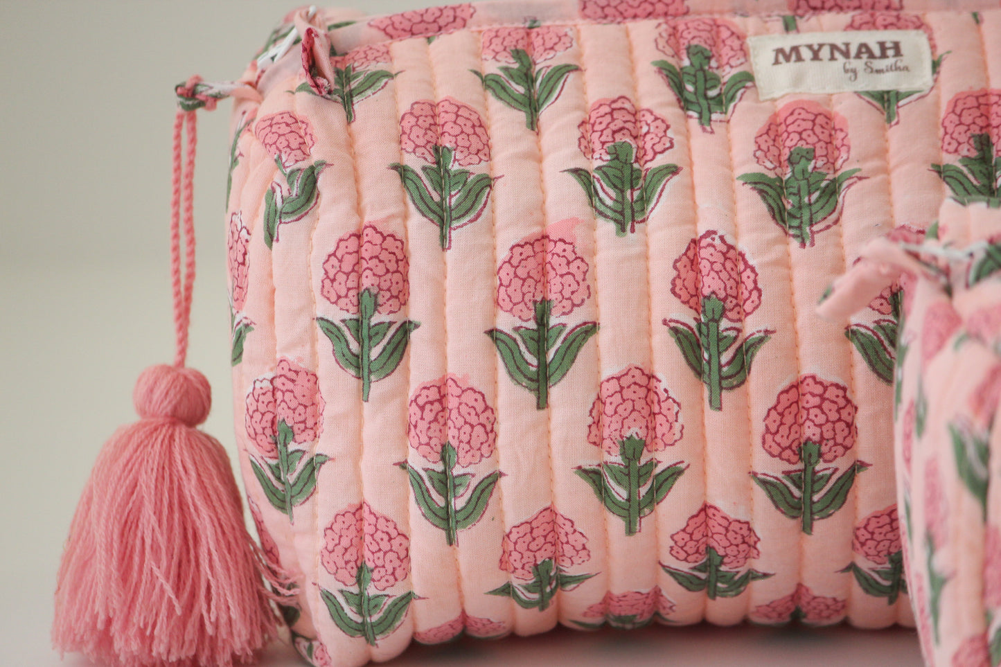 'BLUSH MARIGOLD'  printed travel/makeup zipper pouch-LARGE only