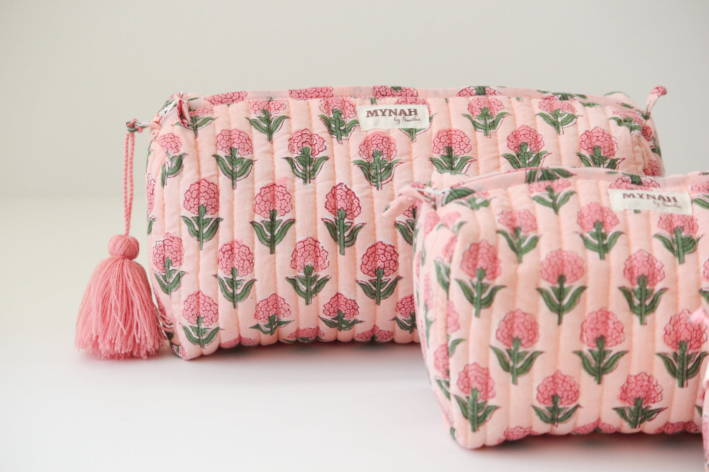 'BLUSH MARIGOLD'  printed travel/makeup zipper pouch-LARGE only