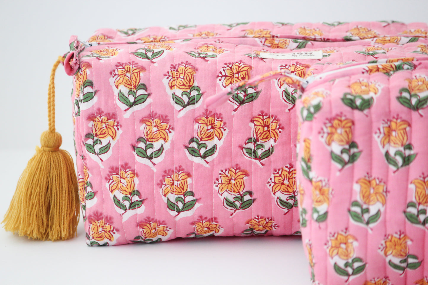 'BUBBLEGUM MOTIF'  printed travel/makeup zipper pouch-LARGE only