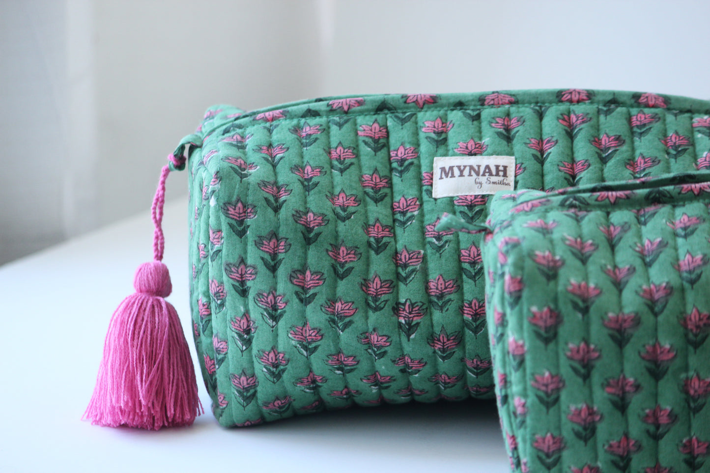 'CACTUS BUDS'  printed travel/makeup zipper pouch-LARGE only