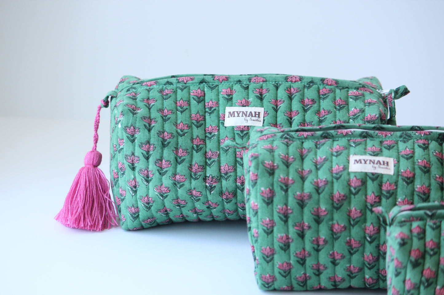 'CACTUS BUDS'  printed travel/makeup zipper pouch-LARGE only