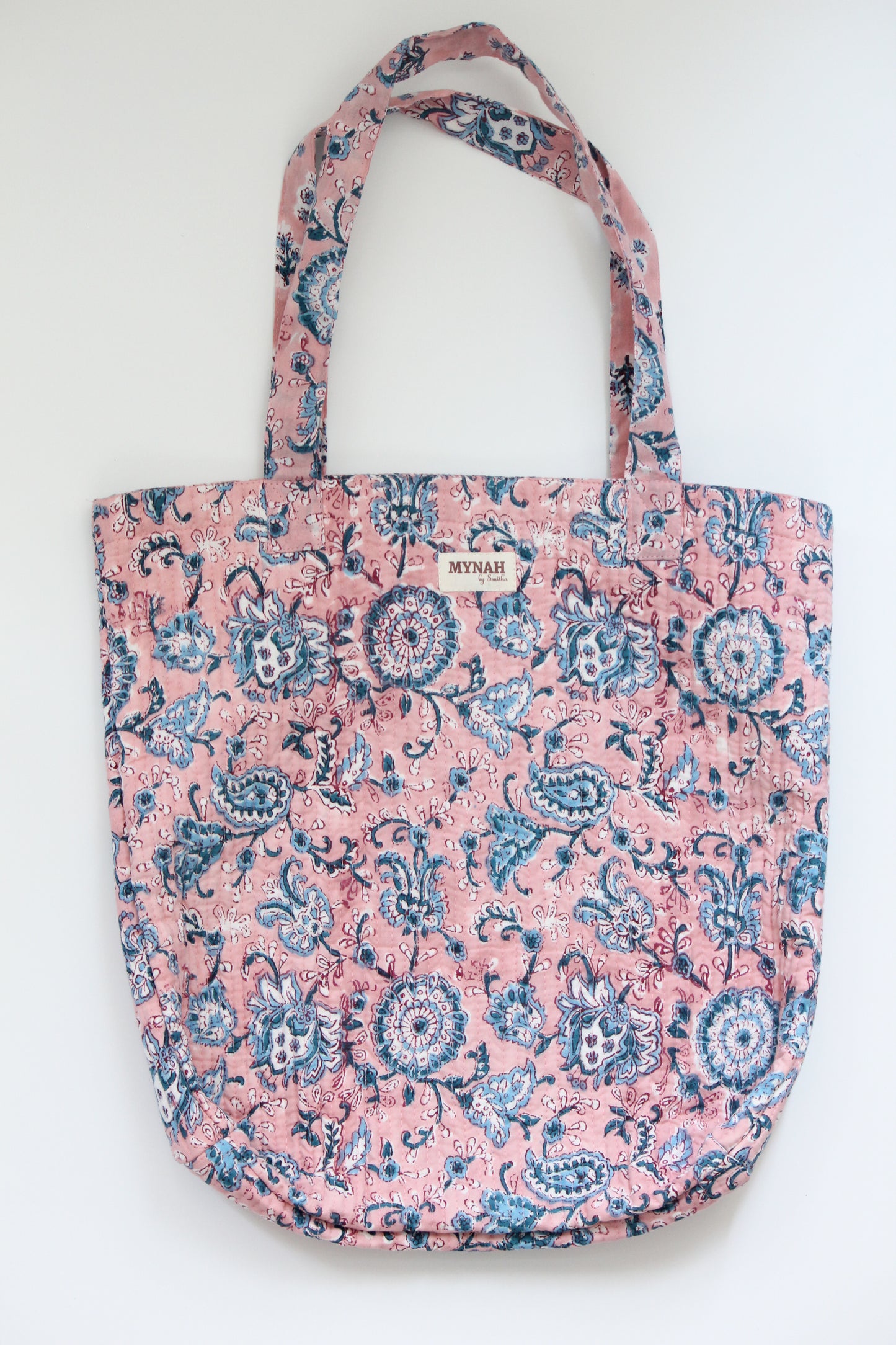 Dusty rose vines garden floral print tote bag-Small