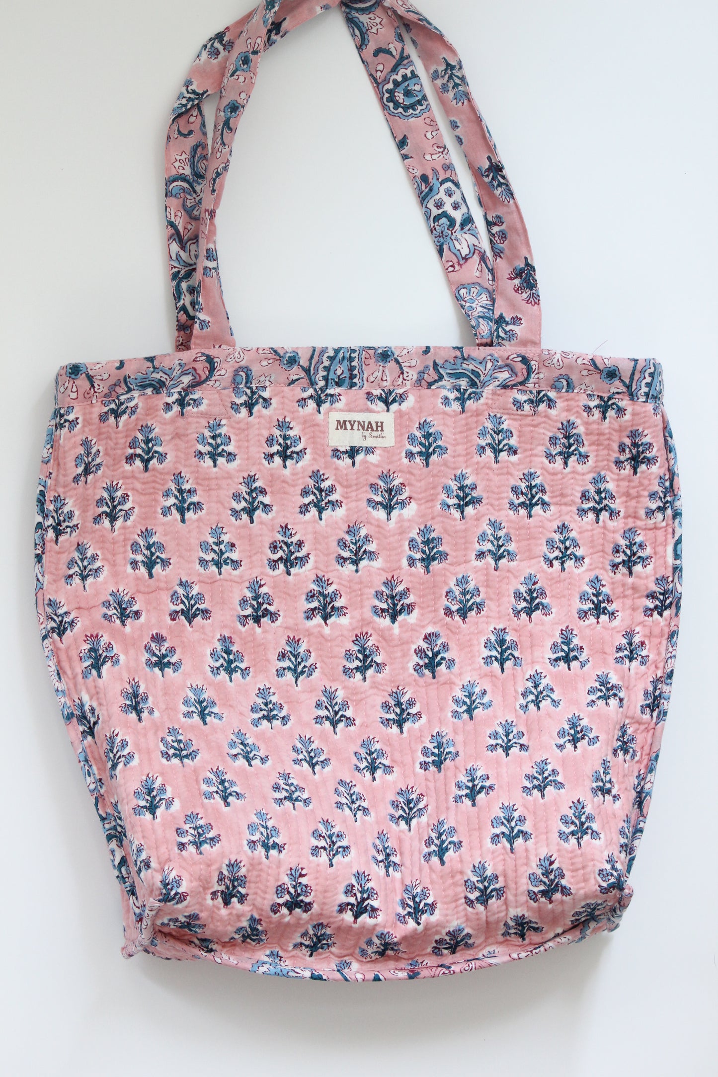 Dusty rose vines garden floral print tote bag-Small