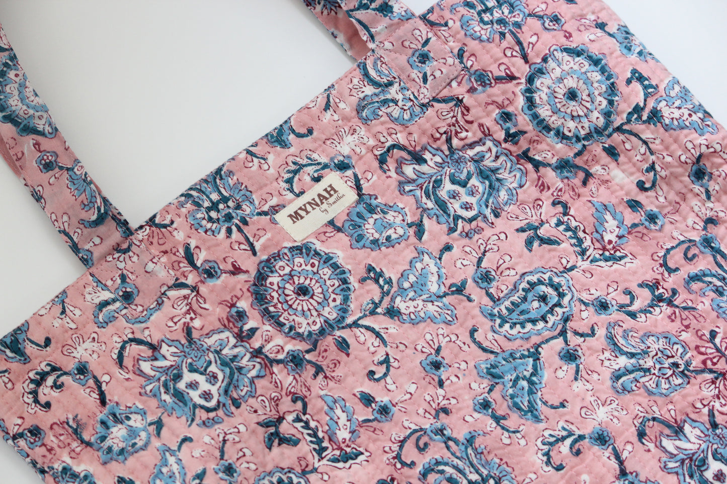 Dusty rose vines garden floral print tote bag-Small