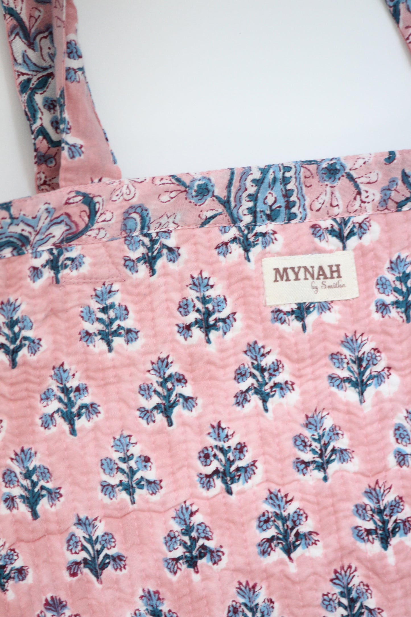 Dusty rose vines garden floral print tote bag-Small