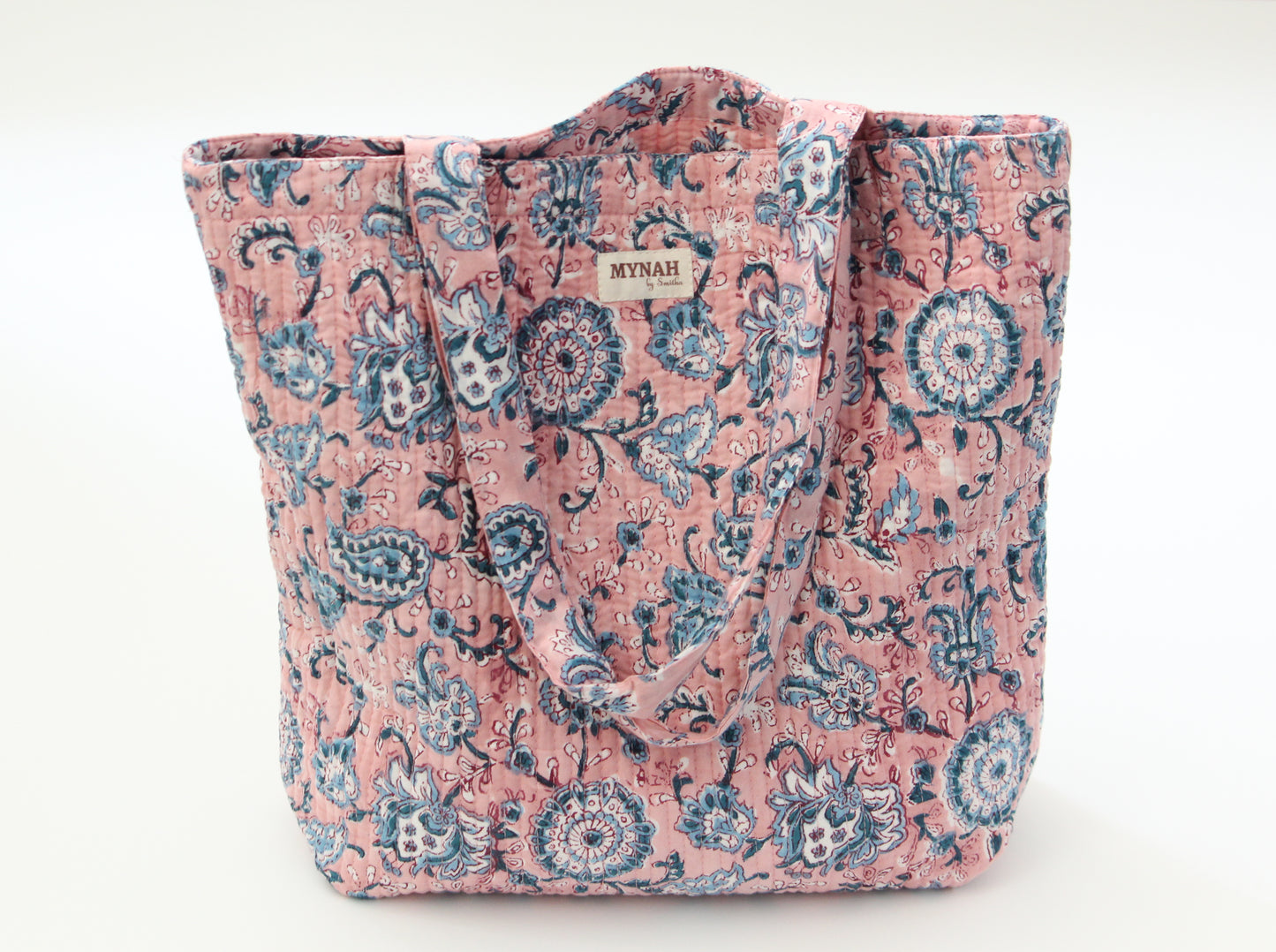 Dusty rose vines garden floral print tote bag-Small