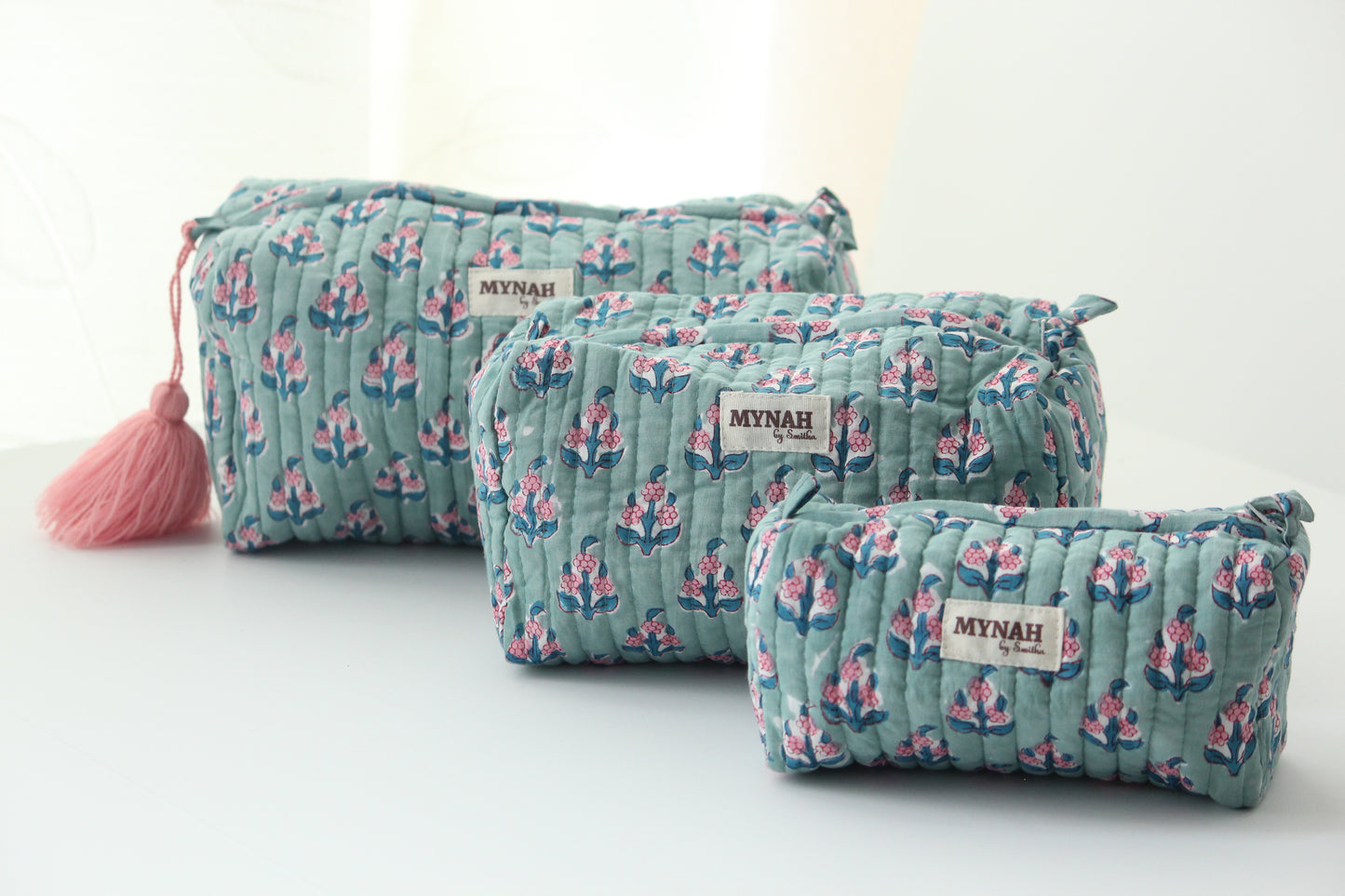 'EUCALYPTUS'  printed travel/makeup zipper pouch-LARGE only