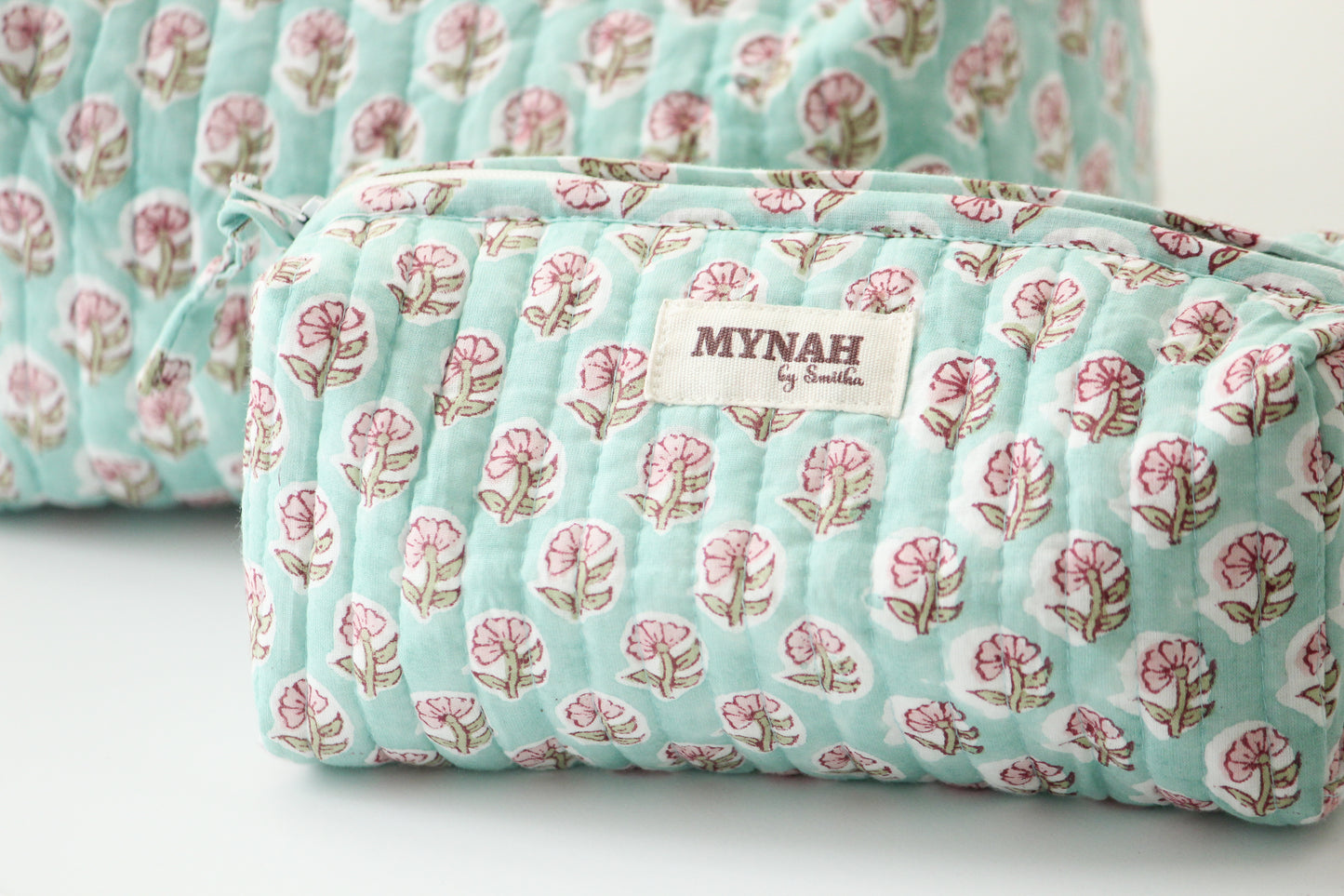 'MINT CLOUD' printed travel/makeup zipper pouch-set of 3