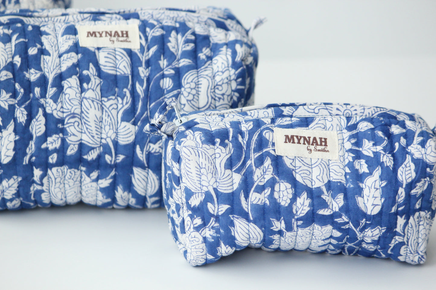 'PORCELAIN'  printed travel/makeup zipper pouch-set of 3