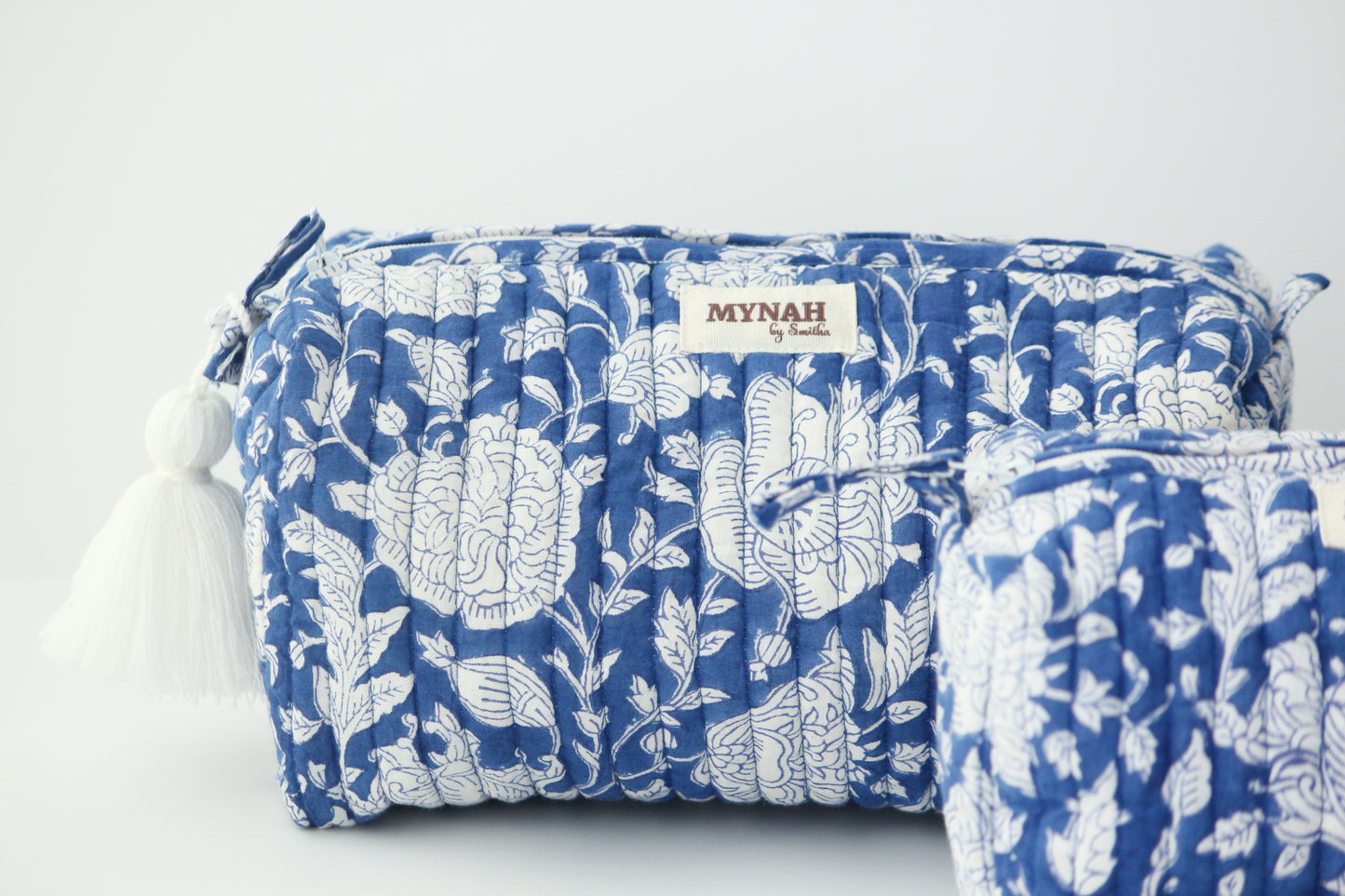 'PORCELAIN'  printed travel/makeup zipper pouch-set of 3