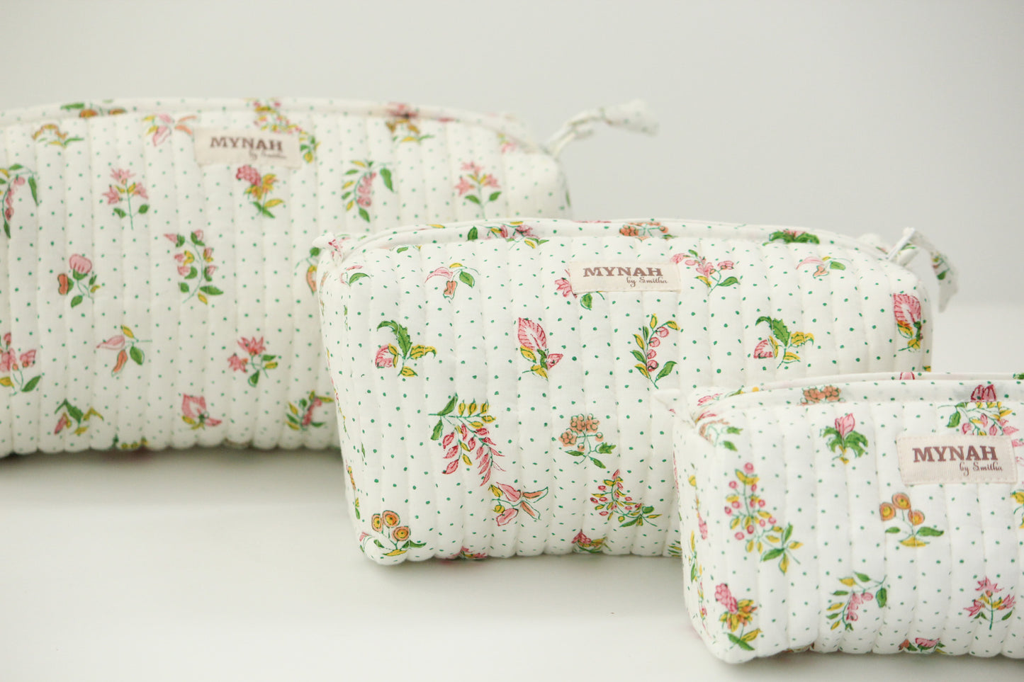 'SPRINKLED JOY' printed travel/makeup zipper pouch-set of 3