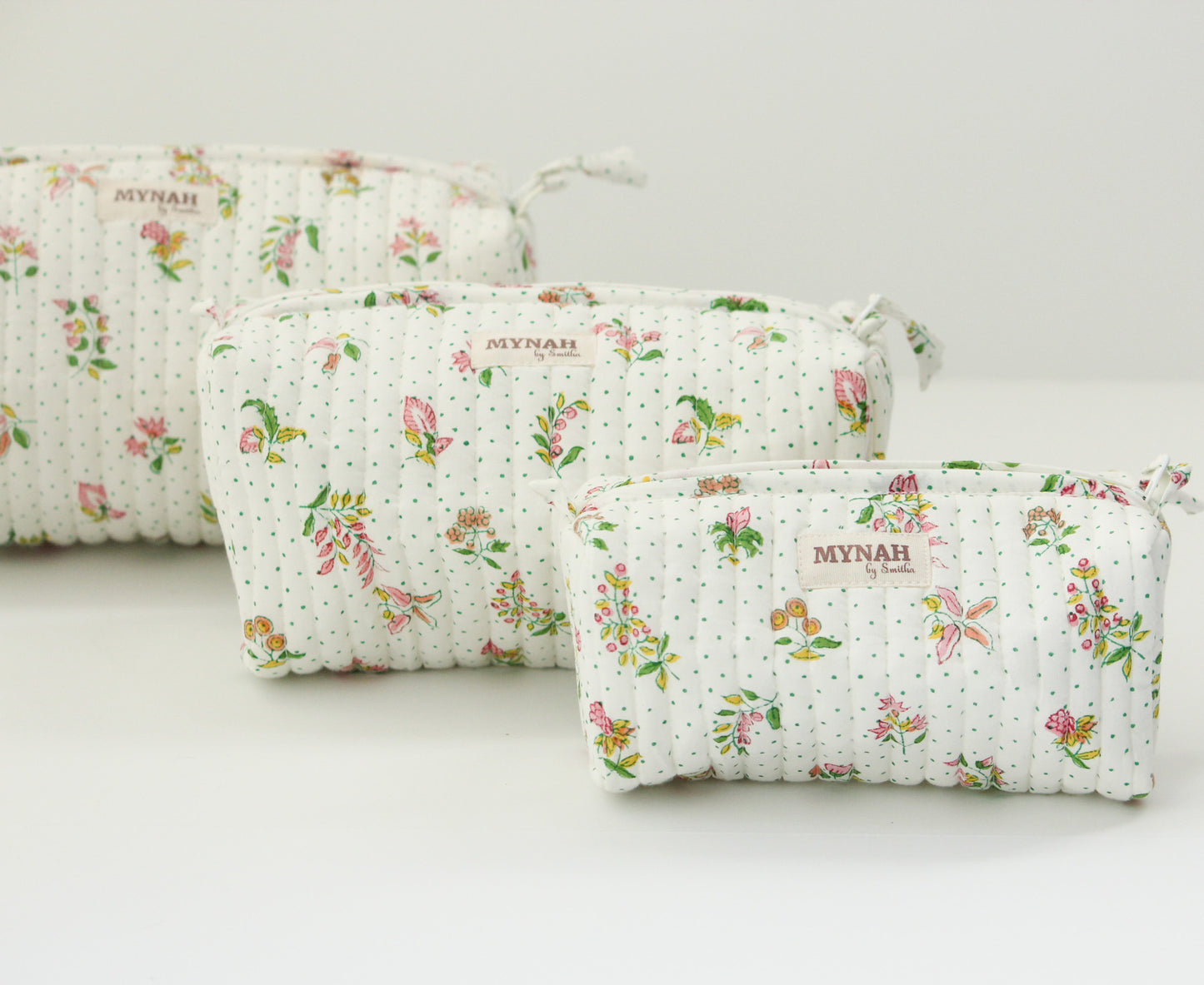 'SPRINKLED JOY' printed travel/makeup zipper pouch-set of 3